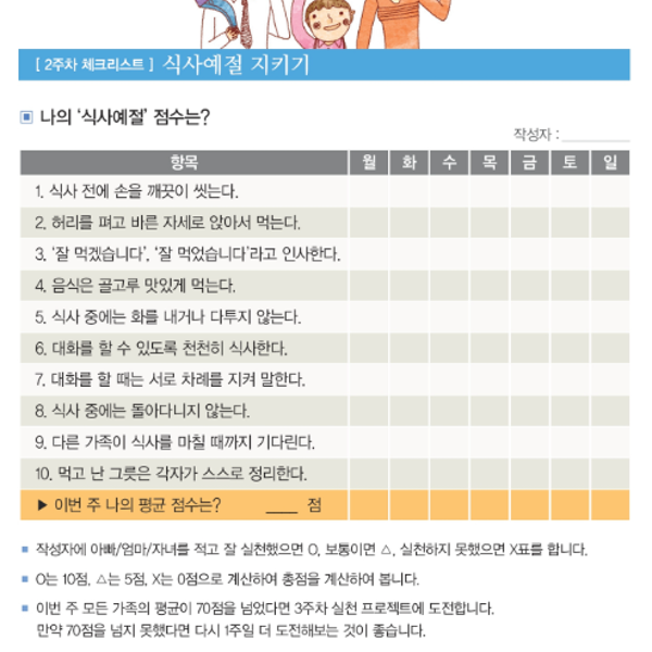 [인성교육] 밥상머리교육 4주 실천 프로젝트(2주차 우리 가족 예절 지키기)