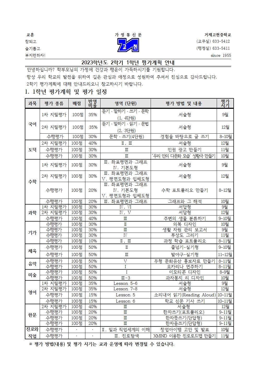 [가정통신문] 2023학년도 2학기 1학년 평가 계획 안내001.jpg