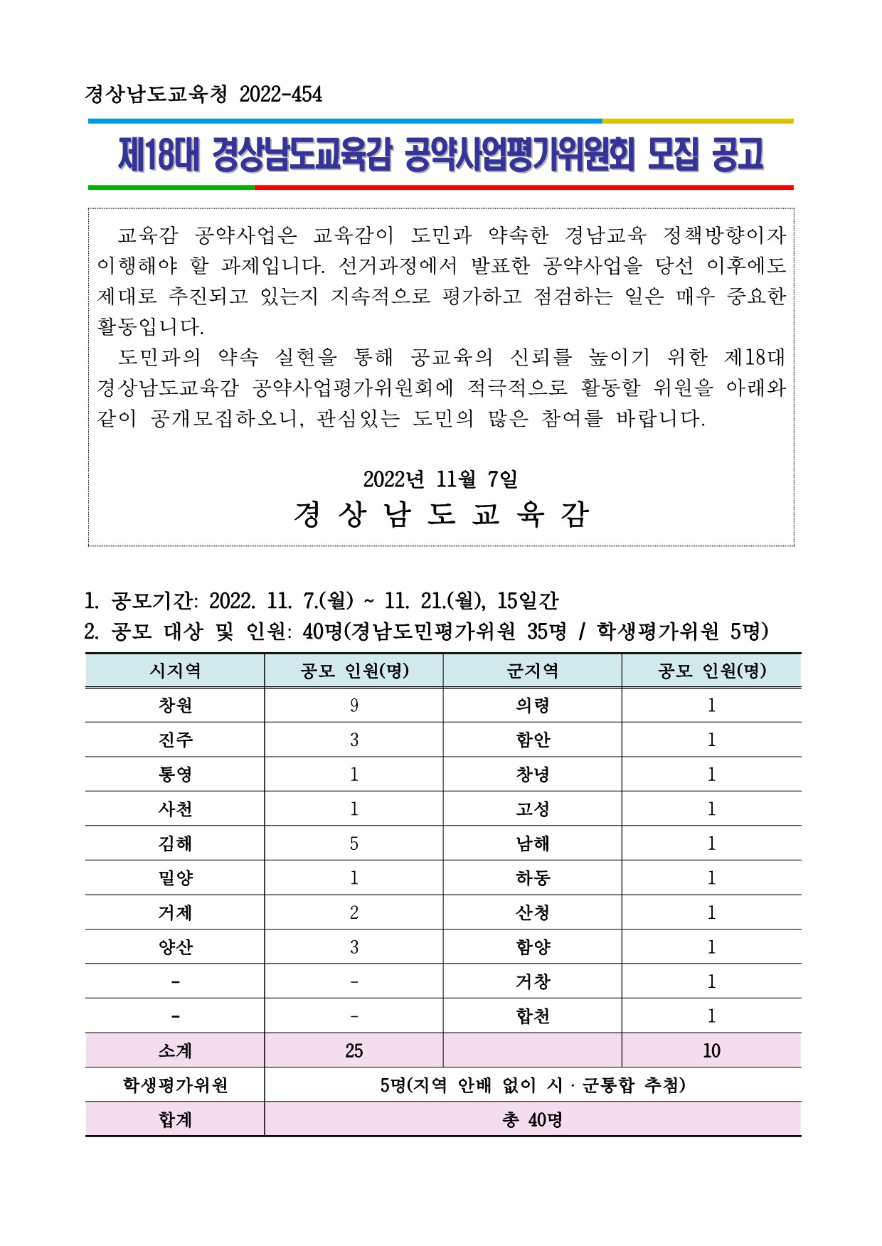 [대방중학교-11648 (첨부) 경상남도교육청 정책기획관] (공고문) 공약사업평가위원회 공모 공고문_1.jpg